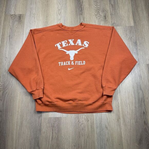 Texas Longhorns Sweater Mens XL Orange NCAA Track Field Nike Pullover Crewneck - Picture 1 of 8